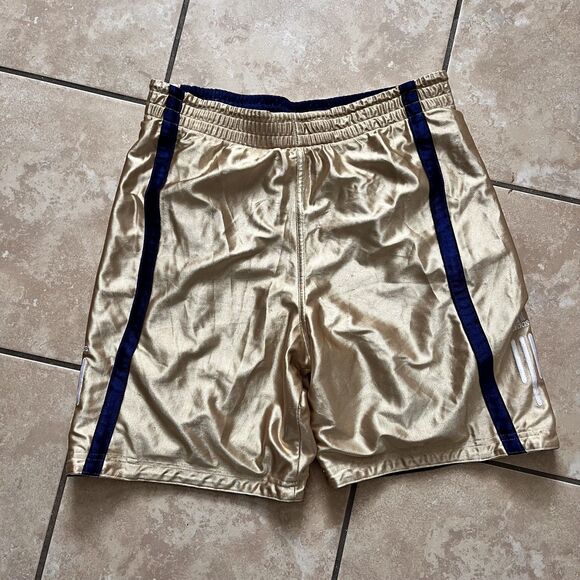 VTG Y2K Adidas ReversibleBlue Gold Dazzle Mesh Basketball Shorts Small - Picture 1 of 9